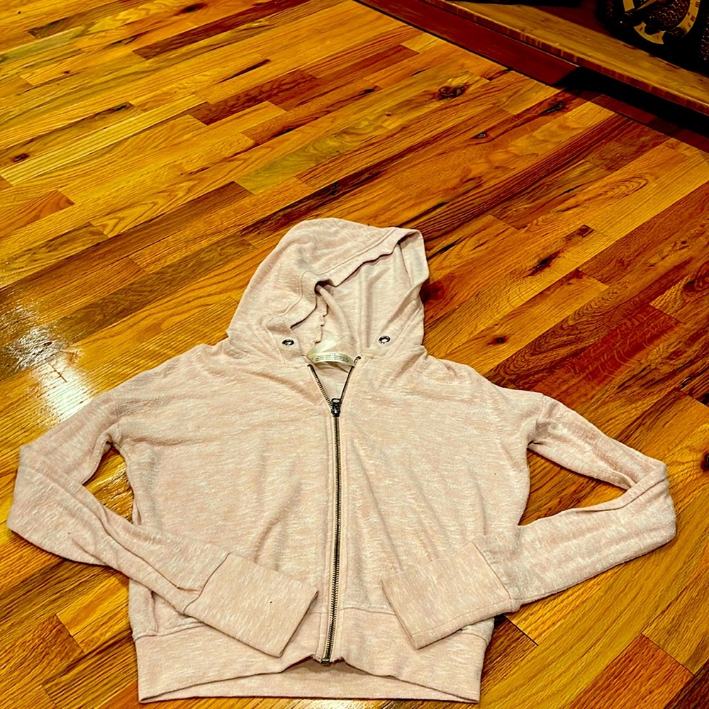 Soft thinner soft pink zip up hoodie